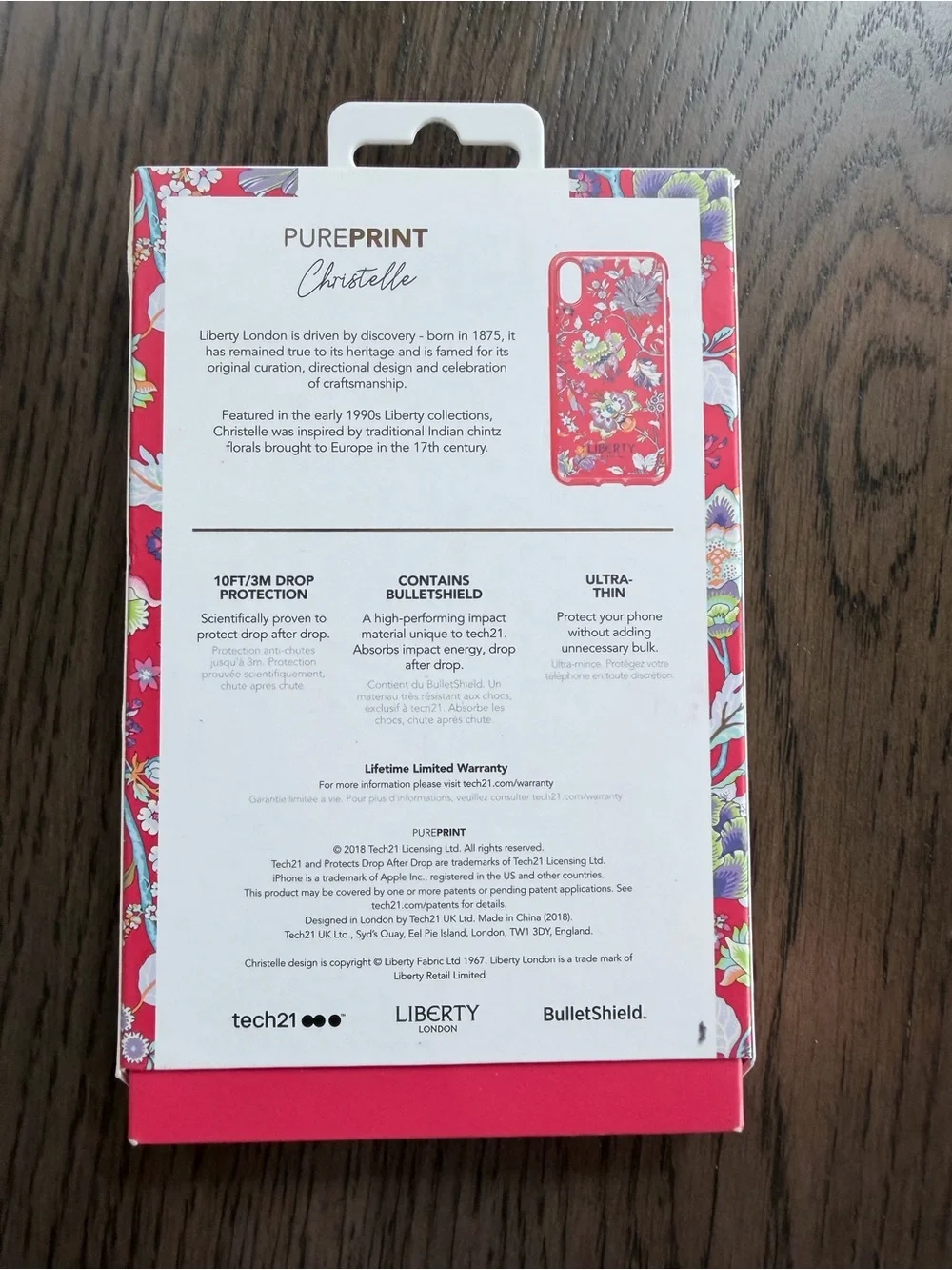 BRAND NEW Tech21 PurePrint Christelle iPhone X / Xs Case - Red Floral